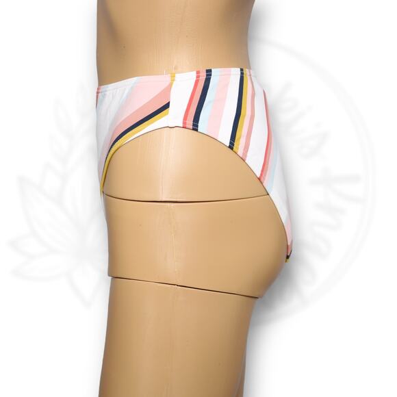 Roxy High Leg Bikini Bottoms Bright Stripe Beach Classics Multicolor Size S - Picture 6 of 12